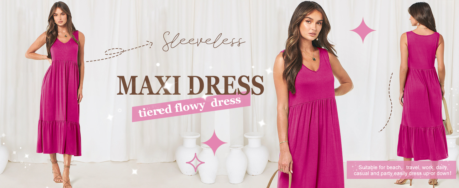 ANRABESS Summer Casual Sleeveless Beach Dress