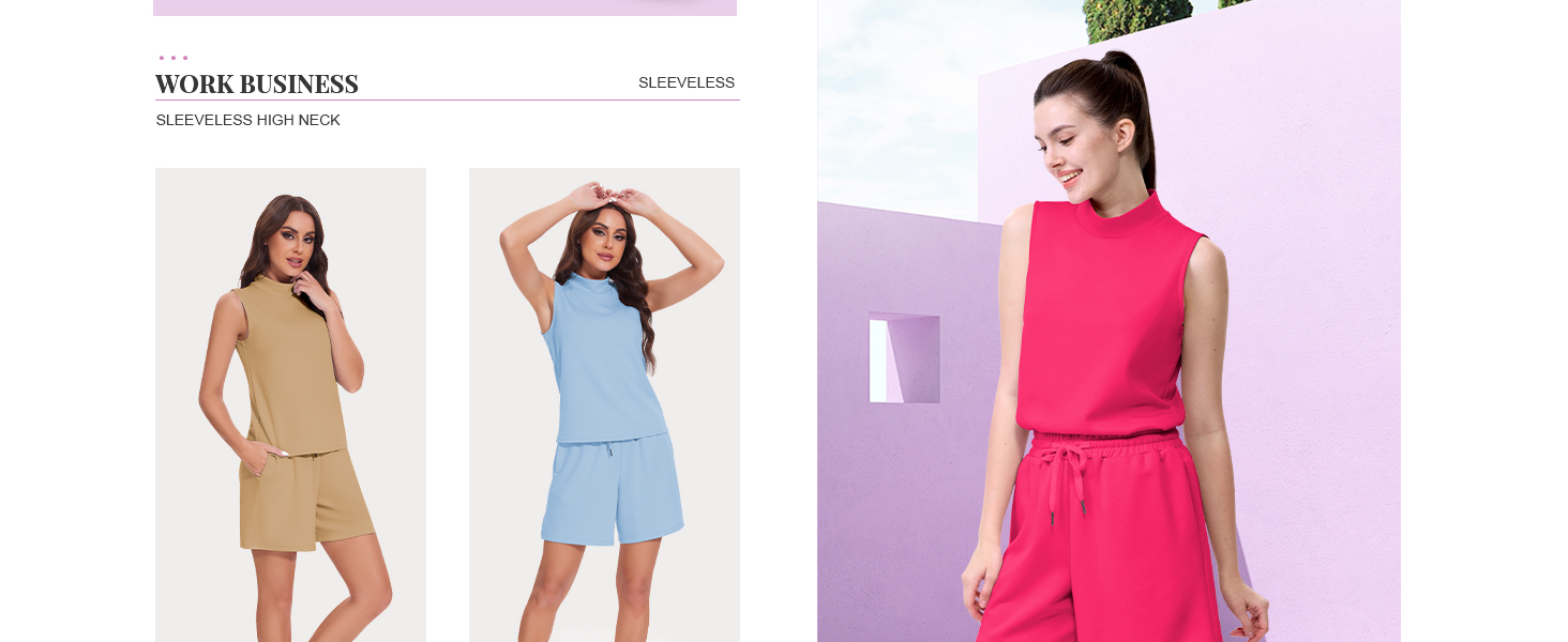 Women's summer two-piece suit turtleneck vest high waist shorts casual suit