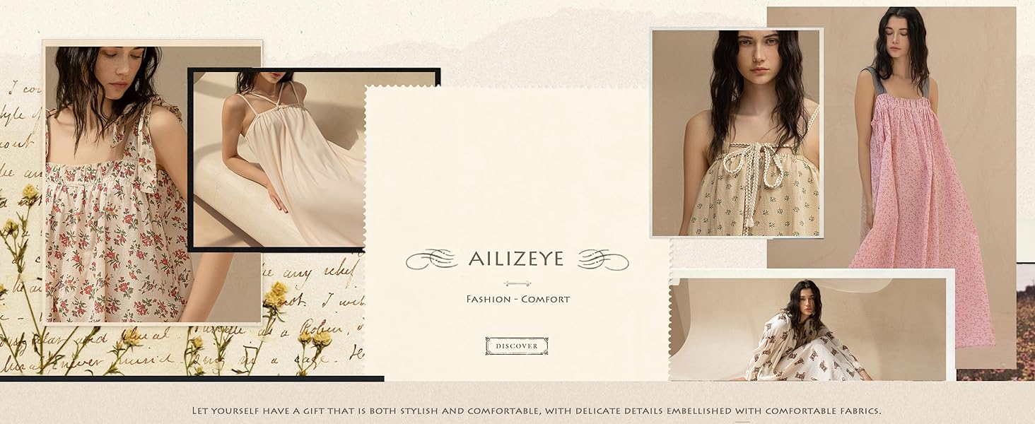 Pajamas, nightgowns, robes, party dresses, camisoles, loungewear, pajama sets