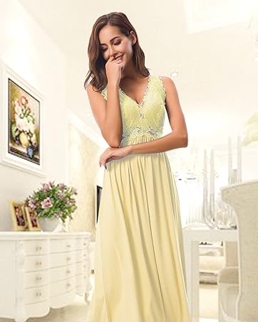 Nightgown Women's Nightgown Long V Neck Nightdress Lace Sleeveless Women's Nightdress Elegant